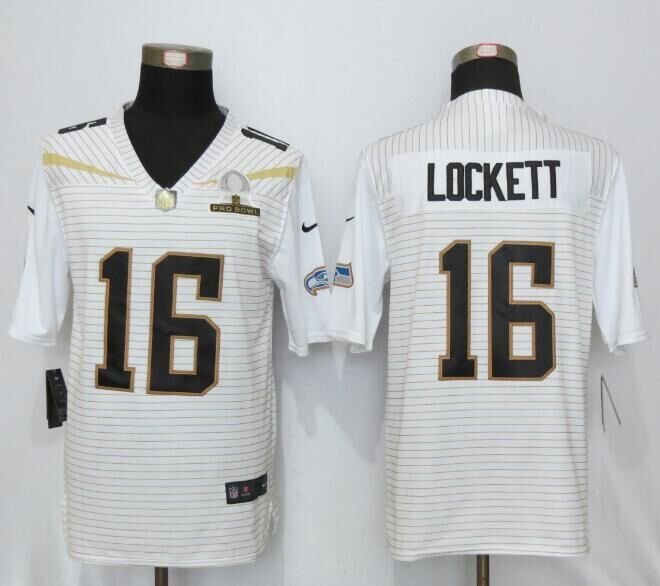 Mens Seattle Seahawks 16# Tyler Lockett white Stitched Jersey
