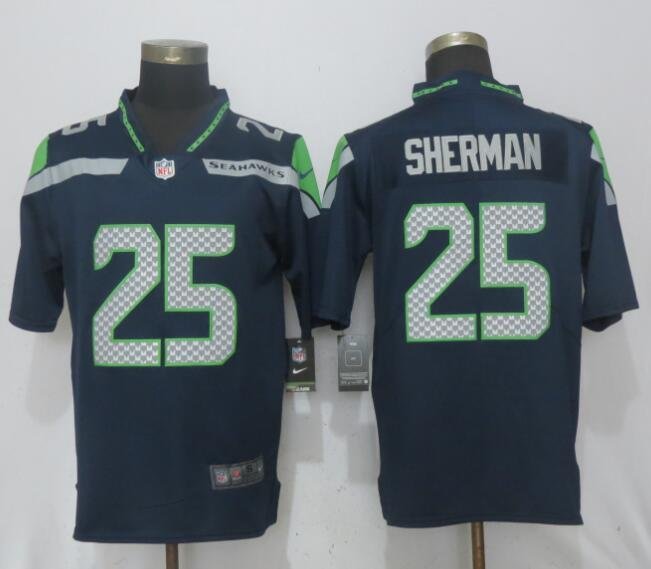 Mens Seattle Seahawks 25# Richard Sherman navy Stitched Jersey