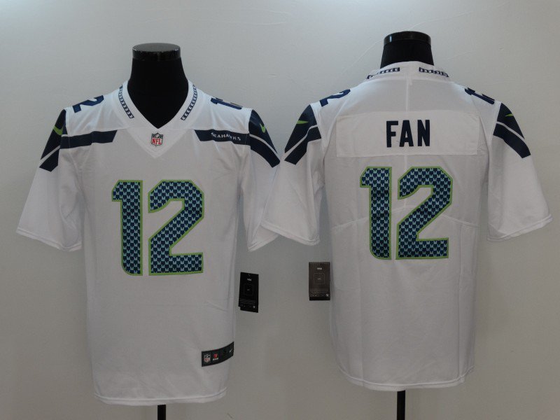 Mens Seattle Seahawks 12# FANS white Stitched Jersey