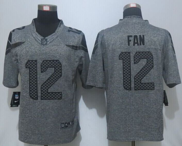 Mens Seattle Seahawks 12# FANS gray Stitched Jersey
