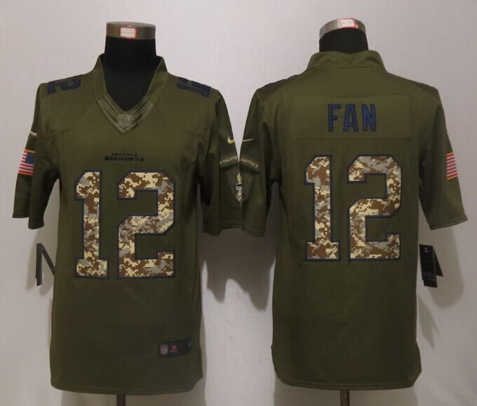 Mens Seattle Seahawks 12# FANS brown Stitched Jersey