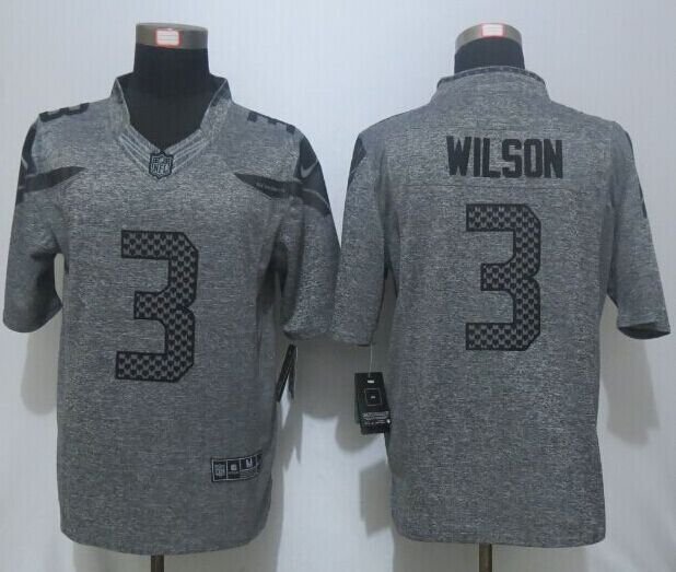 Seattle Seahawks 3# Russell Wilson gray Stitched Jersey