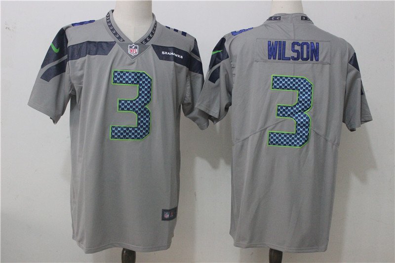 Seattle Seahawks 3# Russell Wilson gray Stitched Jersey