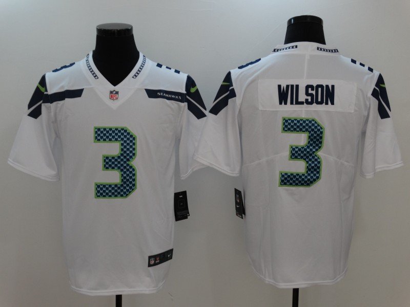 Seattle Seahawks 3# Russell Wilson white Stitched Jersey