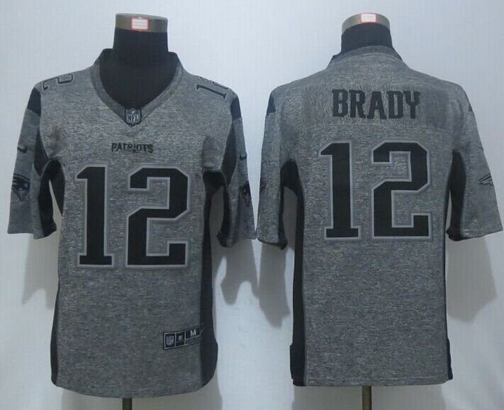 New Patriots 12# Tom Brady gray Stitched Jersey