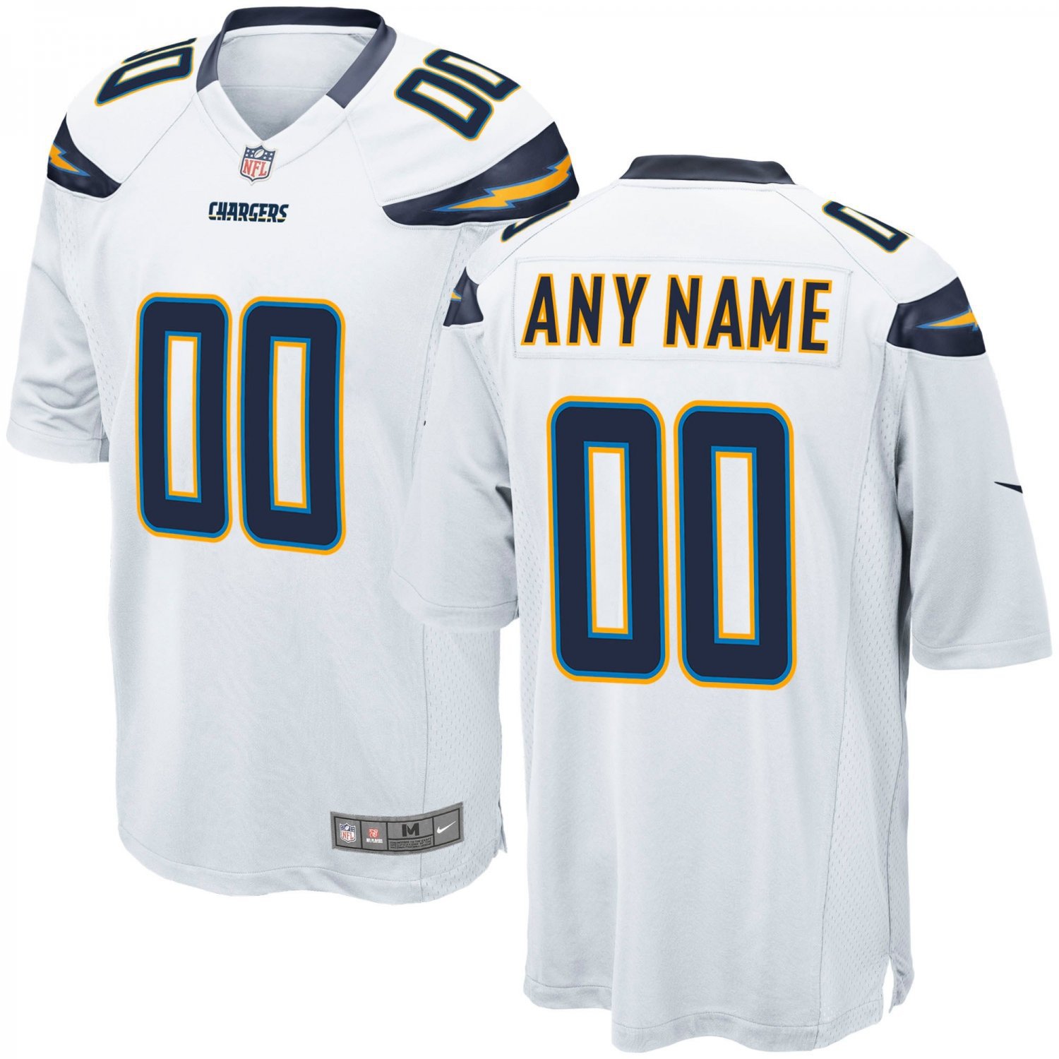 Los Angeles Chargers Custom Name And Number Game white Stitched Jersey