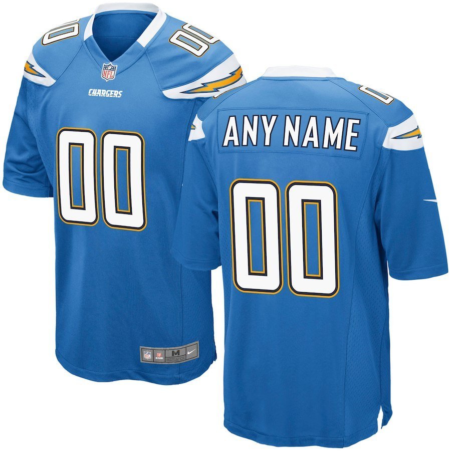 Los Angeles Chargers Custom Name And Number Game Blue Stitched Jersey
