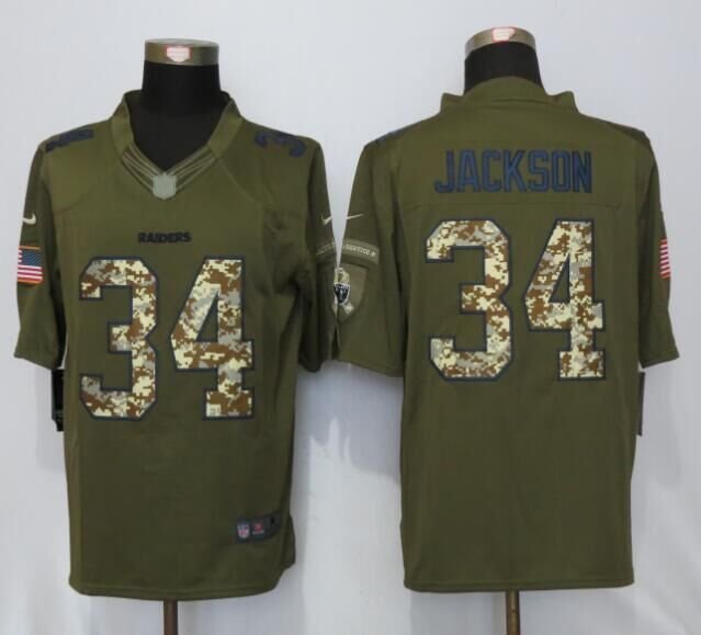 Men's Oakland Raiders 34# Gabe Jackson Camo Salute To Service Stitched Jersey