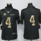 Men's Oakland Raiders 4# Derek Carr Olive salute to service Stitched Jersey