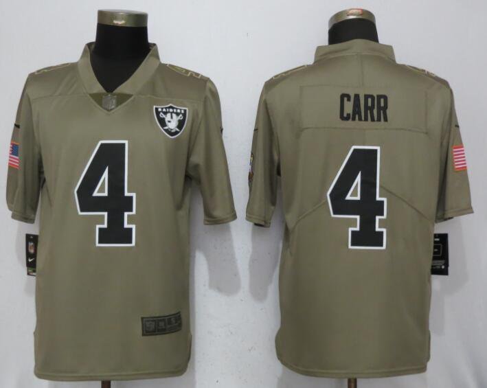 Men's Oakland Raiders 4# Derek Carr salute to service Stitched Jersey