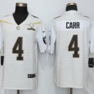 Men's Oakland Raiders 4# Derek Carr white stripe Stitched Jersey