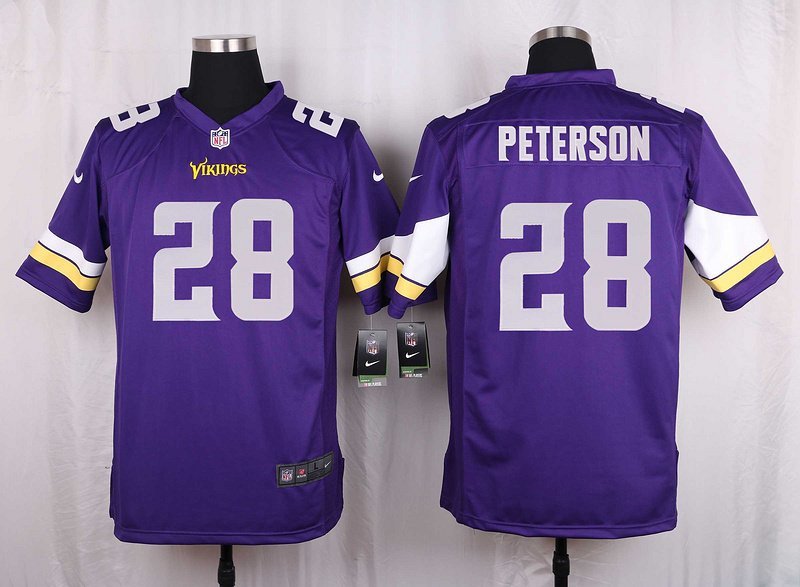 Mens Vikings #28 Adrian Peterson Men game purple Stitched Jersey