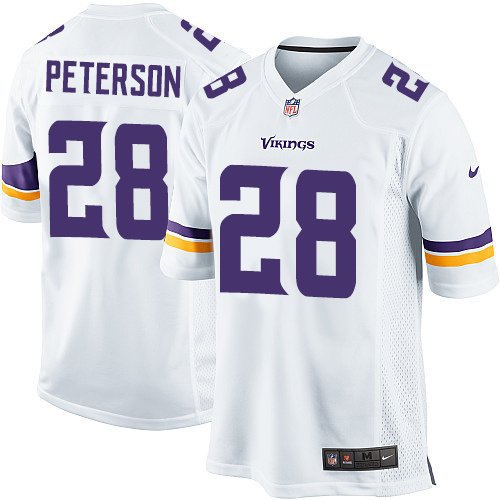 Mens Vikings #28 Adrian Peterson Men game white Stitched Jersey