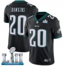 Men's Eagles 20 Brian Dawkins Black Super Bowl LII Game Stitched Jersey