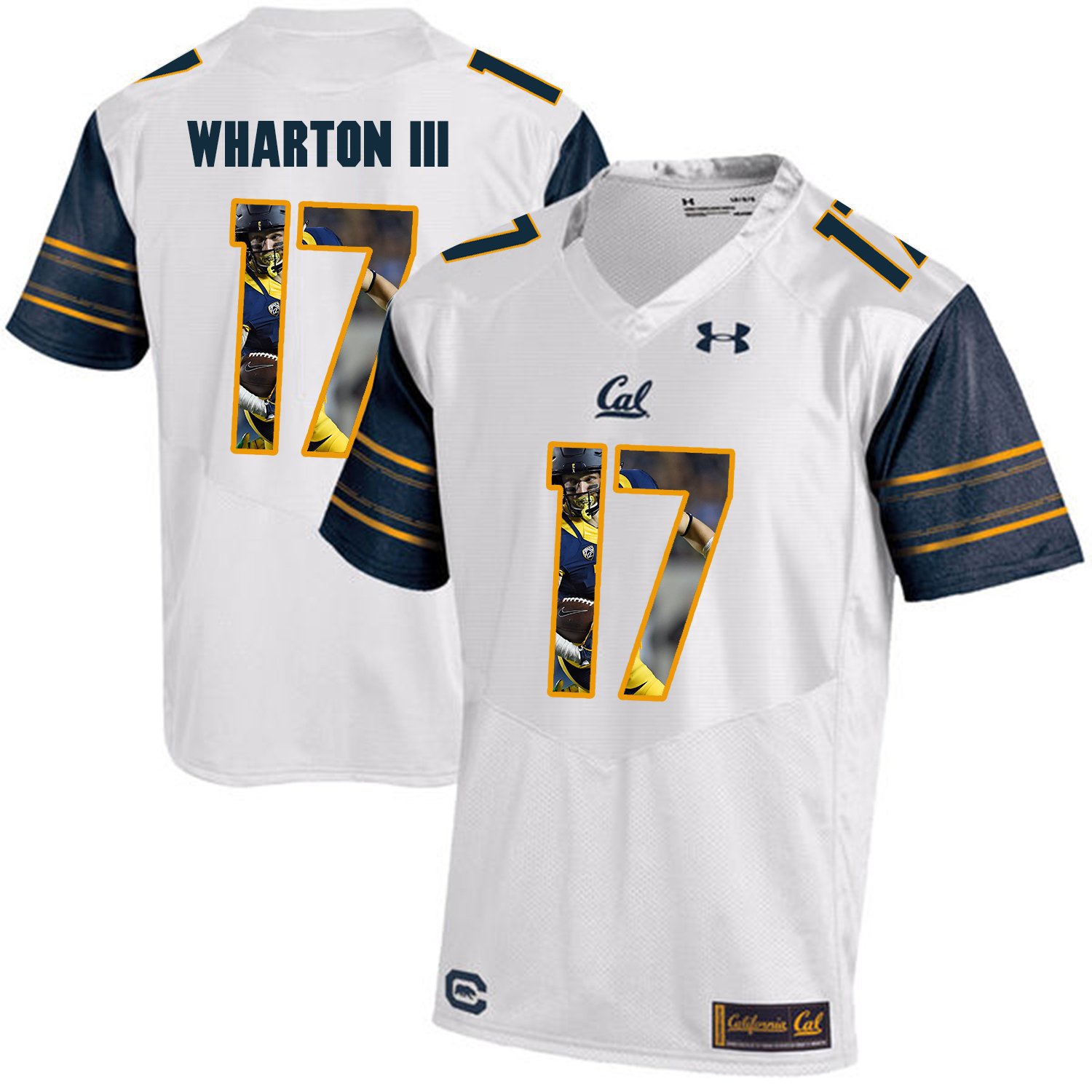 NCAA California Golden Bears #17 Vic Wharton III college white Stitched Jersey