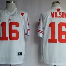 Men Wisconsin Badgers 16 Russell Wilson White College Stitched Jersey