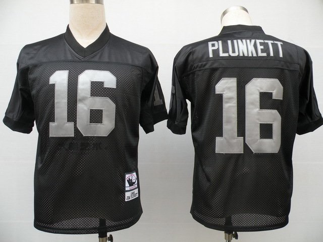 Men's Oakland Raiders #16 Plunkett Throwback Black Stitched Jersey