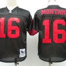 Men's San Francisco 49ers #16 Montana Throwback Black Stitched Jersey