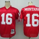 Men's San Francisco 49ers #16 Montana Throwback Red Stitched Jersey