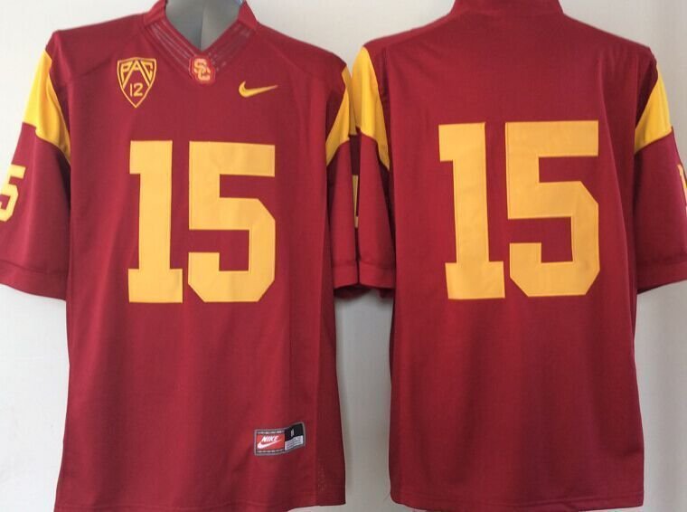 Men USC Trojans 15 Michael Bowman Red College Stitched Jersey