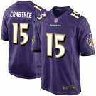 Men's Baltimore Ravens #15 Michael Crabtree Purple Game Stitched Jersey