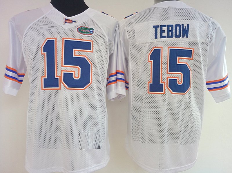 Men's Florida Gators #15 Tim Tebow College NCAA White Stitched Jersey