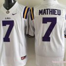 Men LSU Tigers 7 Tryann Mathieu White College Stitched Jersey