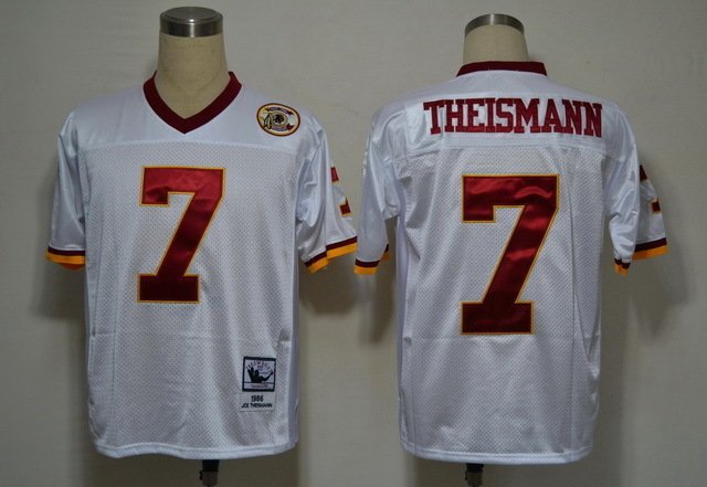 Men's Washington Redskins #7 Theismann Throwback White Stitched Jersey
