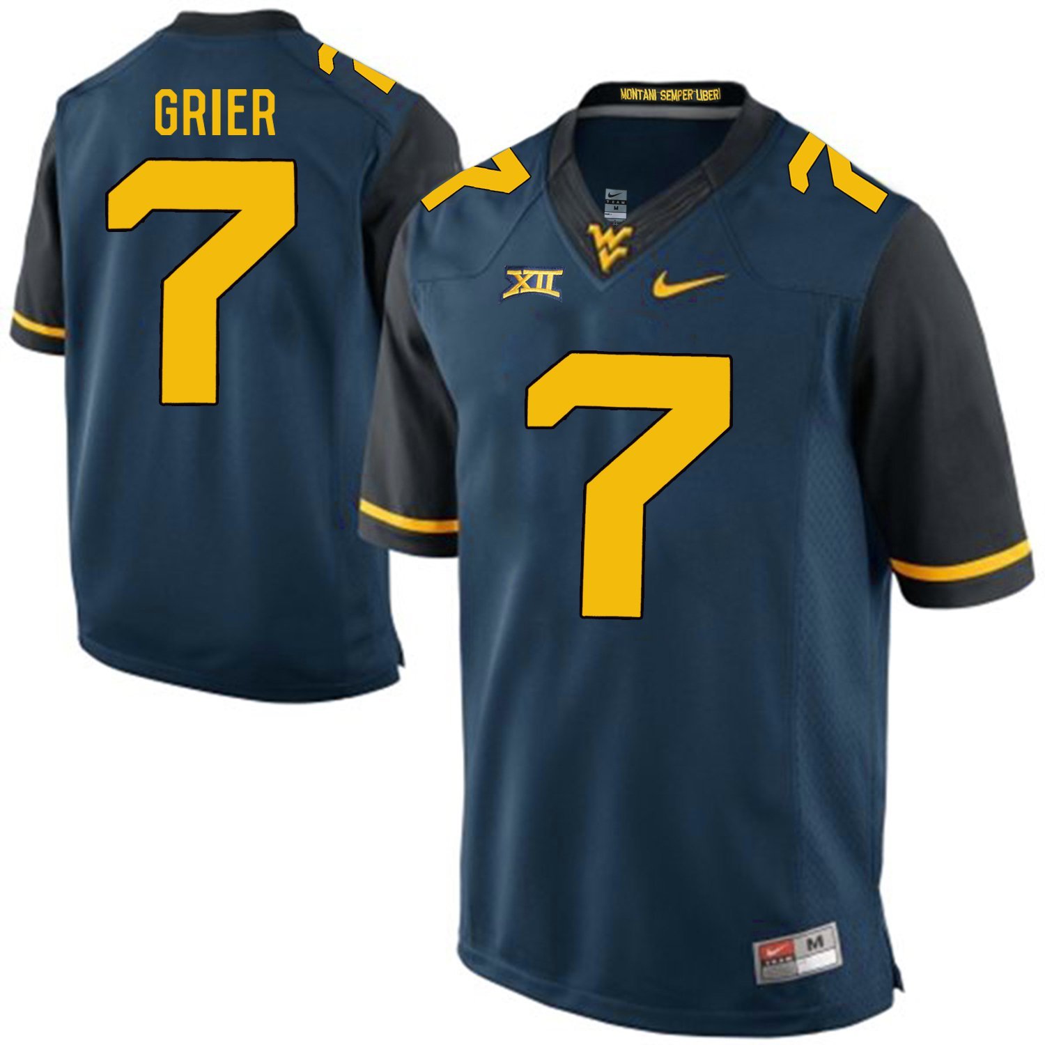 Men's West Virginia Mountaineers #7 Will Grier college Blue Stitched Jersey