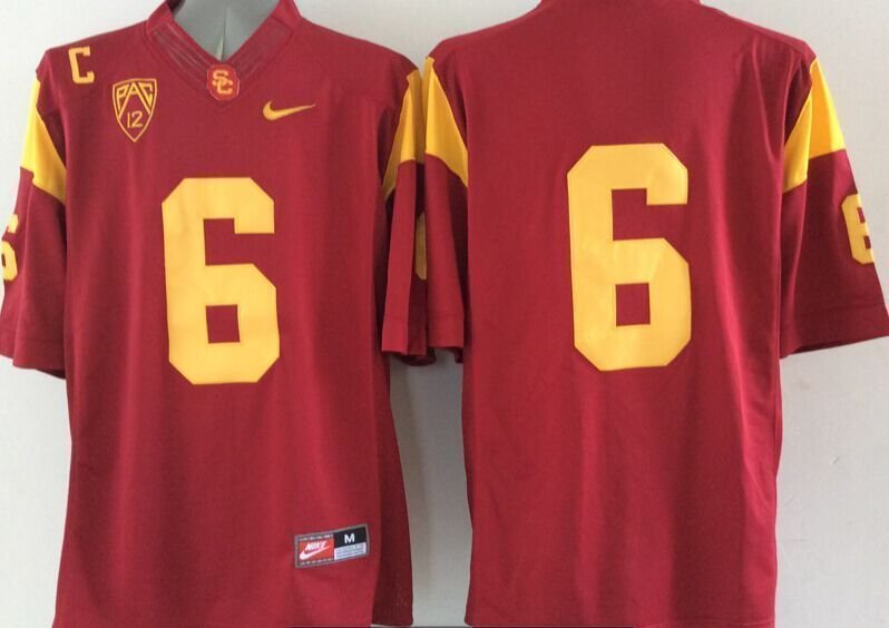Men USC Trojans 6 Mark Sanchez Red College Stitched Jersey
