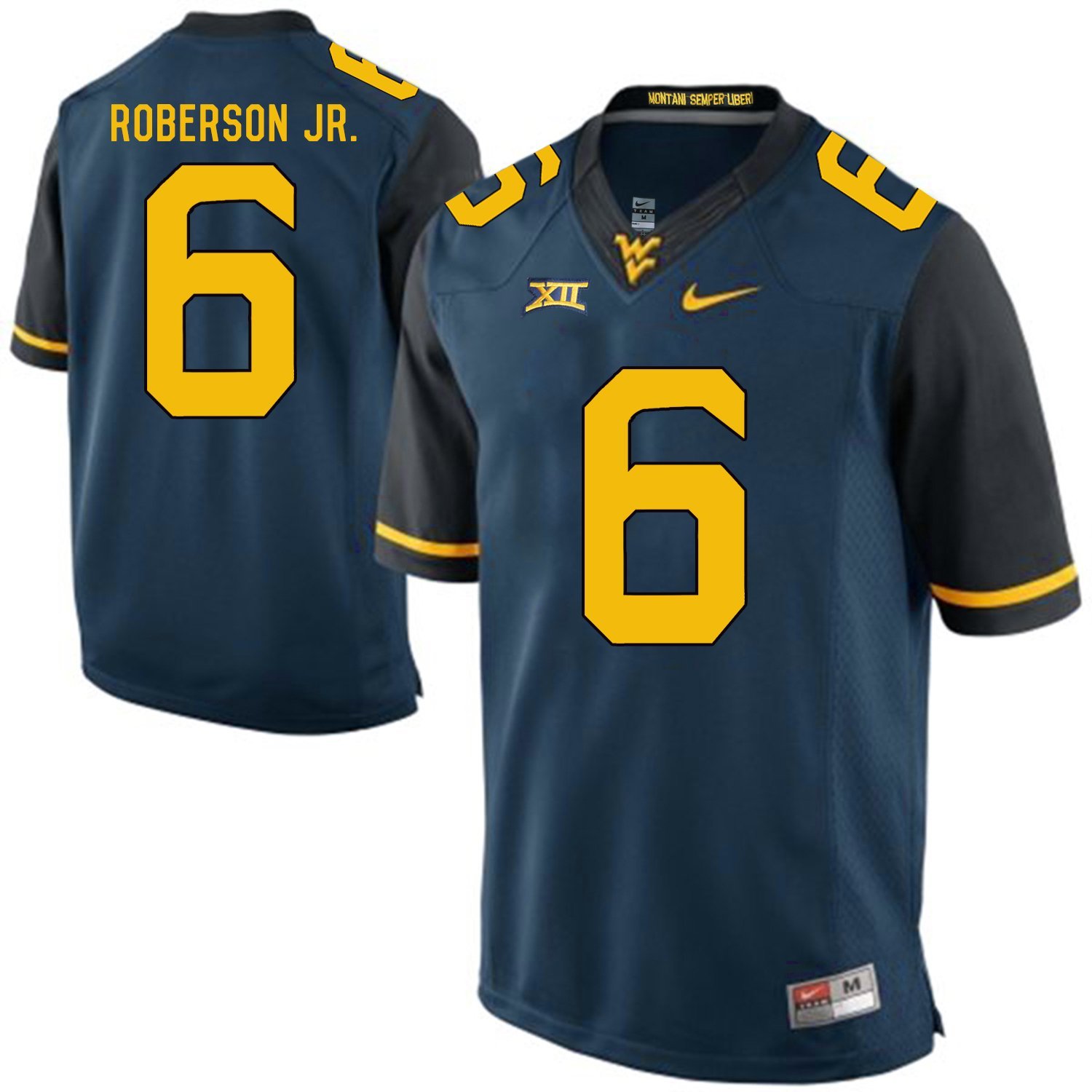 West Virginia Mountaineers #6 Reggie Roberson Jr. college Blue Stitched Jersey