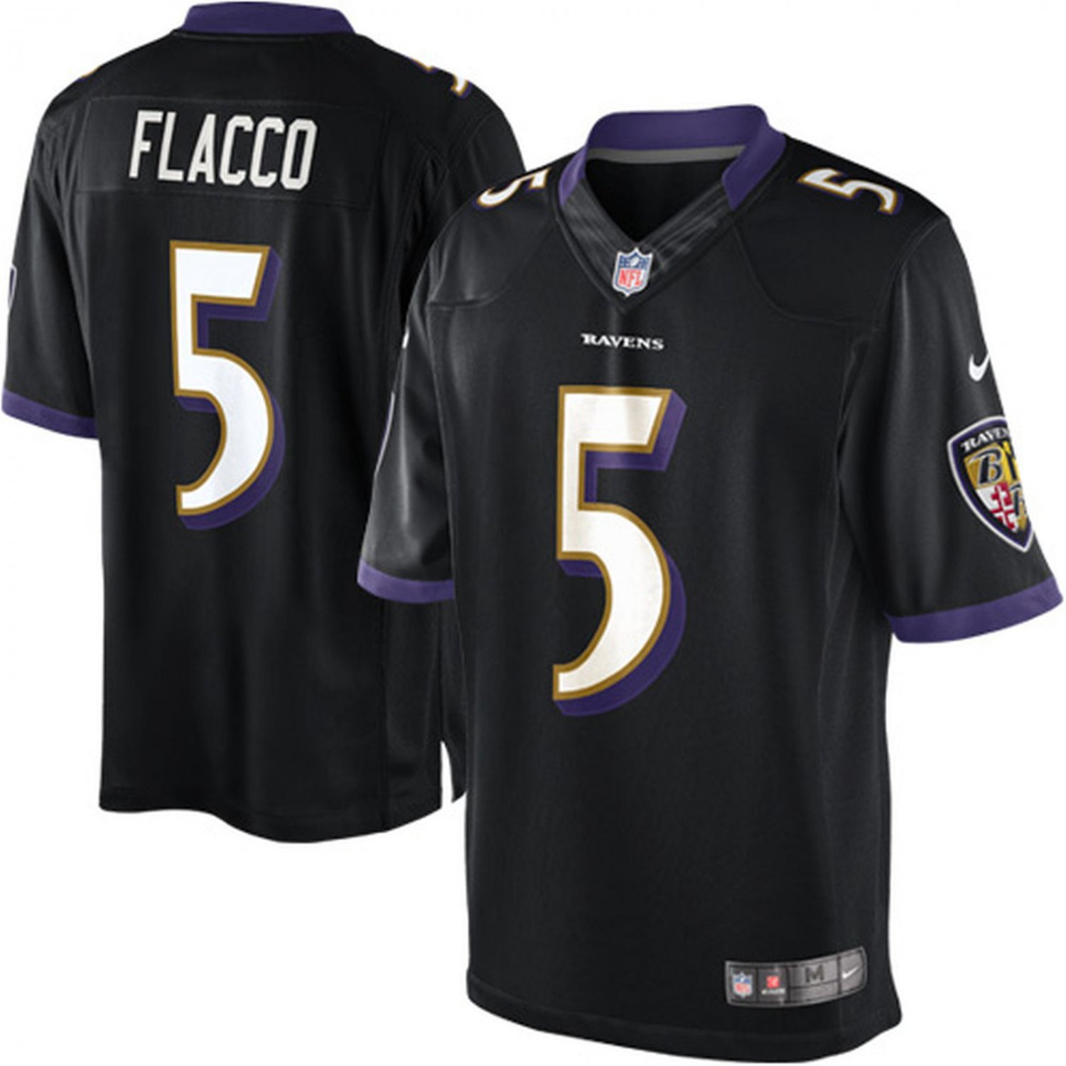Men's Baltimore Ravens #5 Joe Flacco black game Stitched Jersey