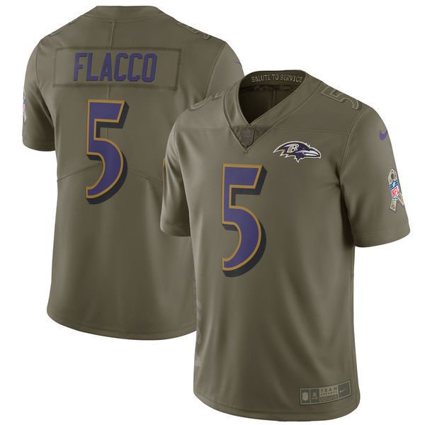 Men's Baltimore Ravens #5 Joe Flacco salute to service Stitched Jersey