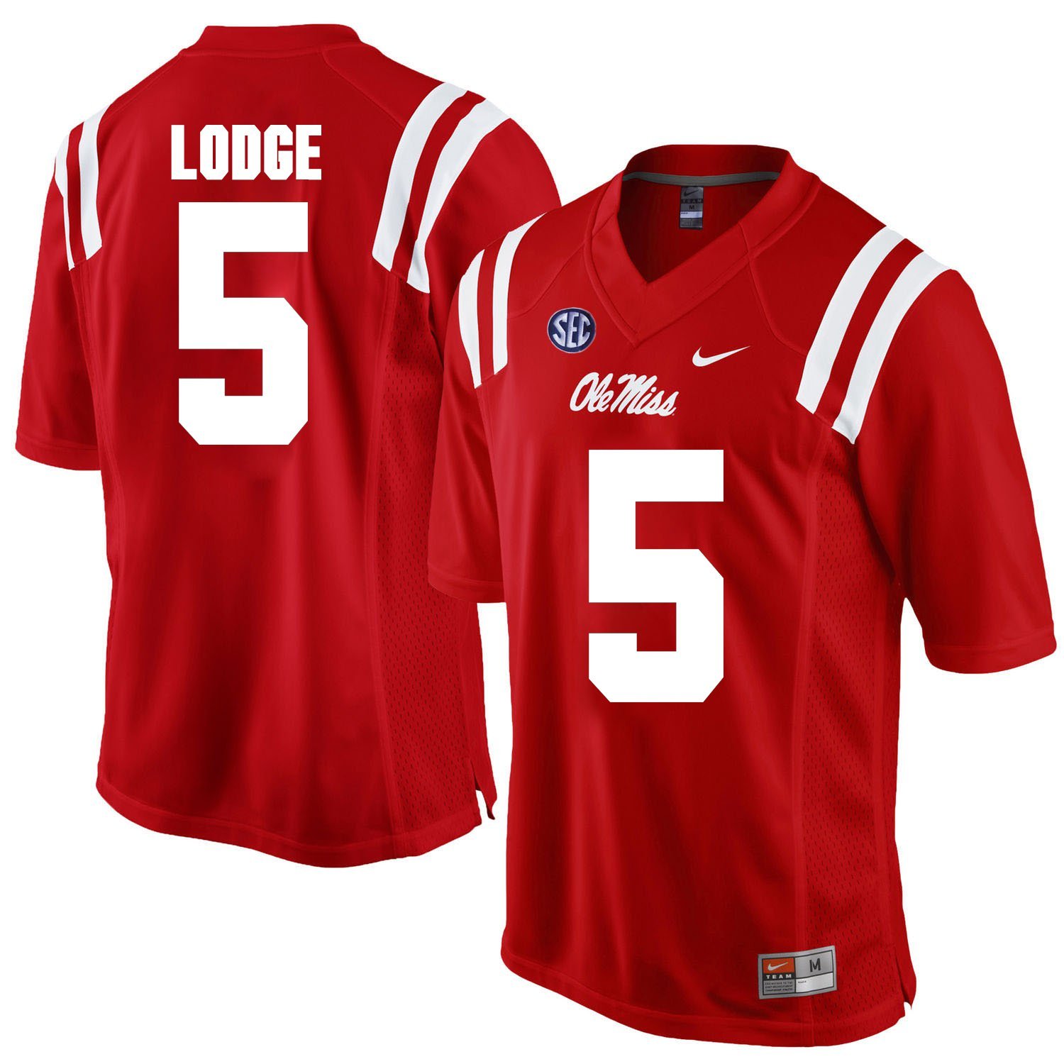 NCAA Ole Miss Rebels #5 DaMarkus Lodge college Red Stitched Jersey