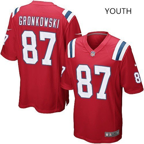 Youth kids Patriots #87 Rob Gronkowski red Stitched Jersey