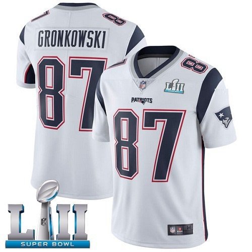 Youth Patriots #87 Rob Gronkowski Super Bowl LII White Stitched Jersey