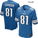 Youth Detroit Lions #81 Calvin Johnson Blue Stitched Jersey
