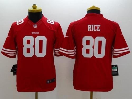 Youth San Francisco 49ers #80 Jerry Rice red Stitched Jersey