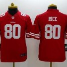 Youth San Francisco 49ers #80 Jerry Rice red Stitched Jersey