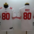 Youth kids San Francisco 49ers #80 Jerry Rice white Stitched Jersey