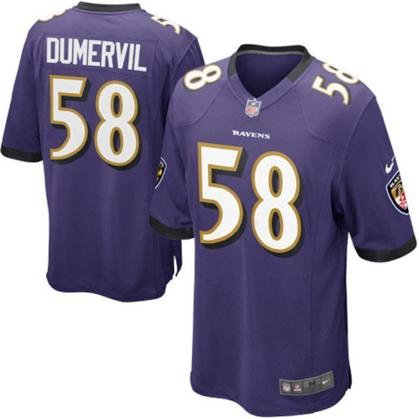 Youth Baltimore Ravens #58 Elvis Dumervil Purple Game Stitched Jersey