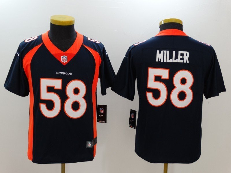 Youth Danver Broncos #58 Von Miller Navy kids Stitched Jersey