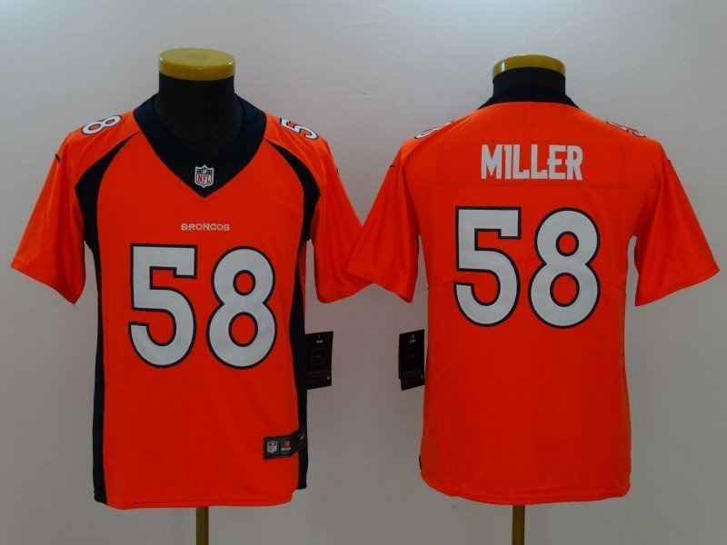 Youth Danver Broncos #58 Von Miller orange kids Stitched Jersey