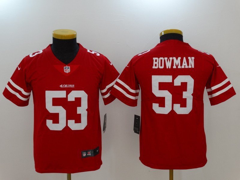 Youth 49ers #53 Navorro Bowman Red Stitched Jersey