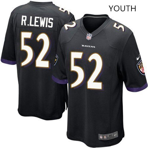 Youth kids Ravens #52 Ray Lewis black Stitched Jersey