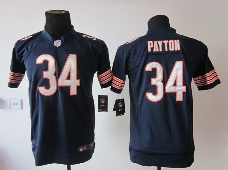 Youth kids Bears #34 Waltor Payton navy Stitched Jersey