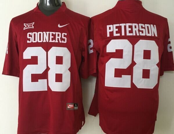 Youth Oklahoma Sooners 28 Adrian Peterson Red College Stitched Jersey
