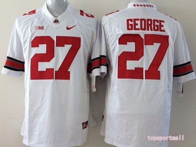 Youth Ohio State Buckeyes 27 Eddie George White College Stitched Jersey