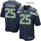 Youth kids Seahawks #25 Richard Sherman navy Stitched Jersey