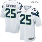 Youth kids Seahawks #25 Richard Sherman white Stitched Jersey